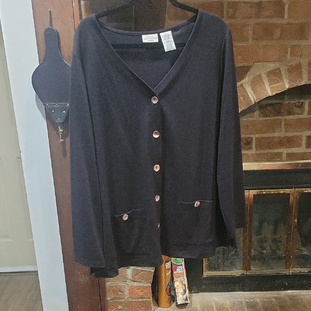 White Stag Black Button-Up Cardigan